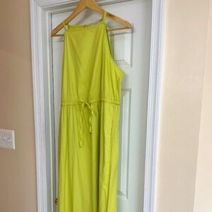Loft Green (Chartreuse) Maxi Dress, Size Large